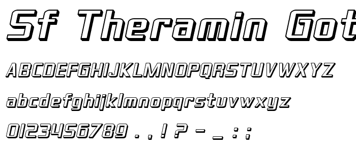 SF Theramin Gothic Shaded Oblique font